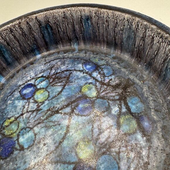 Vintage Bangholm Keramik Bowl Made in Denmark Studio  brown blue abstract design - Picture 9 of 11